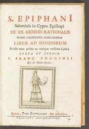 S Epiphani Salaminis In Cyrpro Episcopi De Xii Gemmis Rationalis