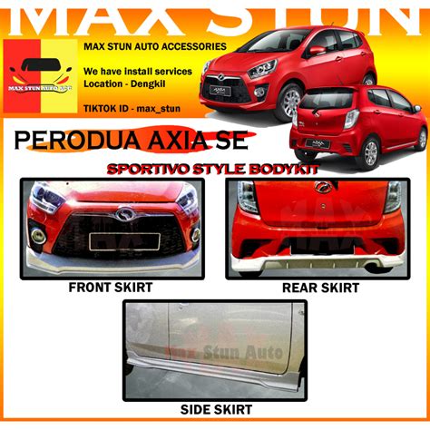 Perodua Axia Se Sportivo Fullset Bodykit Car Bumper Skirt Lip