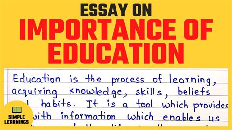 Importance Of Education Essay In English Words Best Essay For