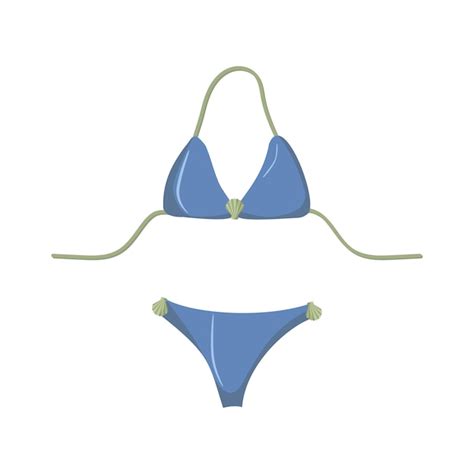 Maillot De Bain Bikini Bleu Sur Fond Blanc Vecteur Premium