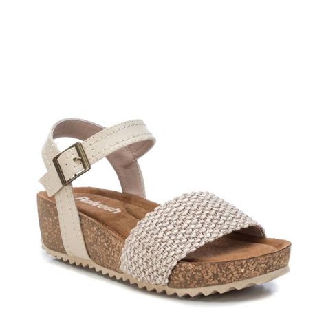 Sandalias Plataformas Beige Con Tira Trenzada Y Hebilla Refresh Querol