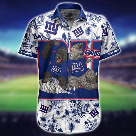 New York Giants Kingkong Godzilla Hawaiian Shirt Short