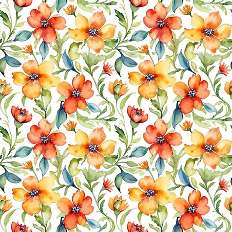 Premium Photo Seamless Abstract Watercolor Natural Floral Pattern