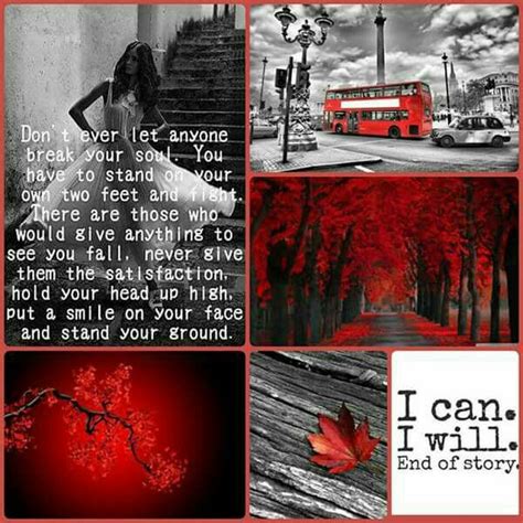 A Collage With Red Leaves And Black And White Images