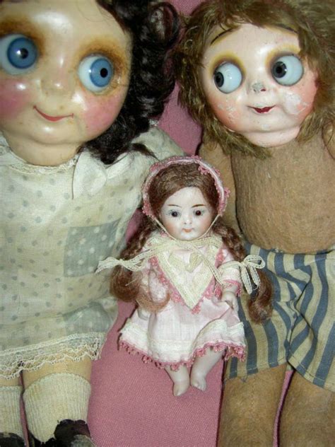 RARE Antique All Bisque GOOGLY Eyes 218 Jointed 5 German Baby Doll