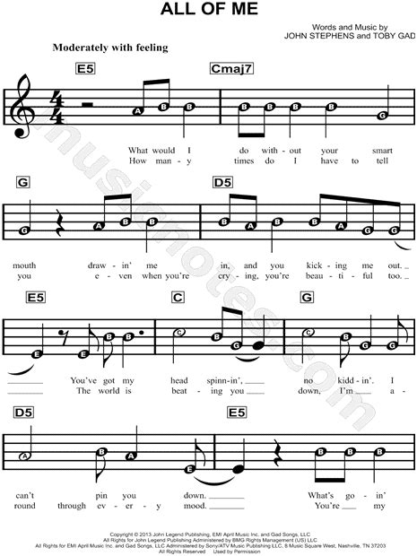 John Legend All Of Me Lyrics And Chords Mvplod