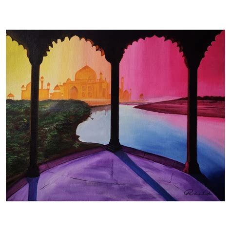 Taj Mahal Painting: Buy Stretched Canvas Painting Online - Arts Fiesta