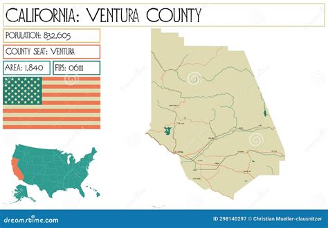 Map Of Ventura In California Cartoon Vector | CartoonDealer.com #177185515