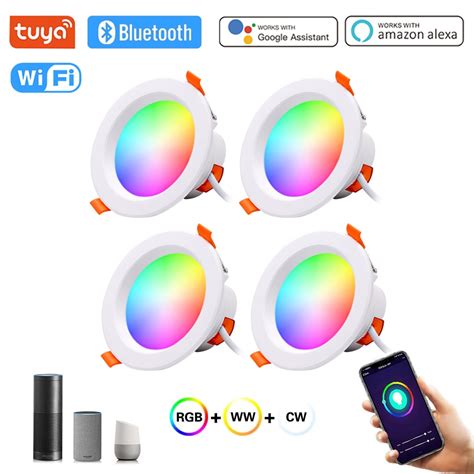 L Mpada De Teto Embutida Tuya Smart Life Downlight LED RGB Spot Light