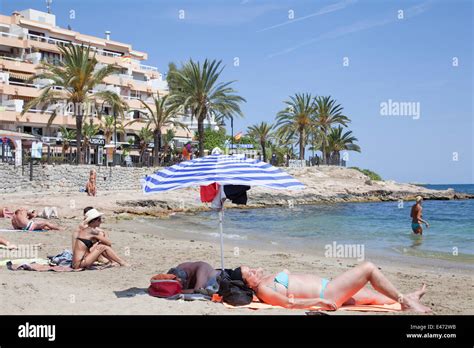 People On Figueretas Beach In Ibiza Spain Stock Photo Alamy