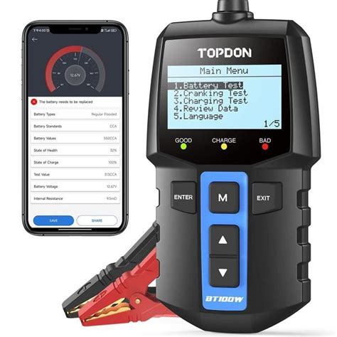 Topdon Bt W Testeur De Batterie De Voiture En V Bluetooth