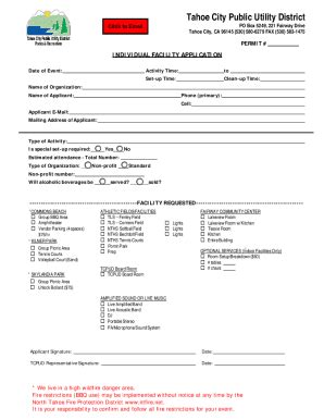 Fillable Online Contact UsTahoe City Public Utility District Fax Email