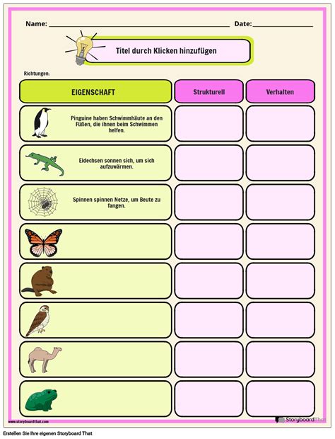 Anpassungsarbeitsblatt Storyboard Par De Examples