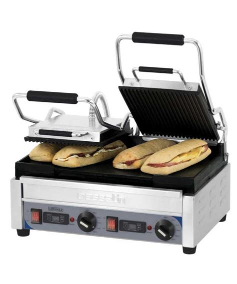 CASSELIN Grill panini double premium rainurée lisse avec minuteur