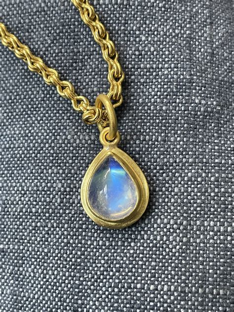 Teardrop Shaped Moonstone Pendant - Helena Fox Fine Art