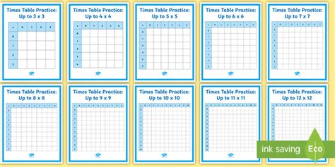 Times Tables Grids To 12x12 Practice Learning Times Table