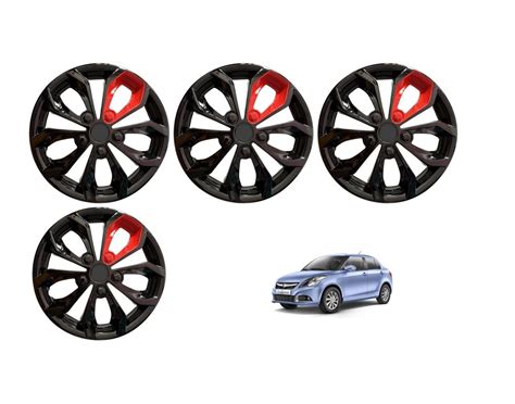 Hudmoz Car Wheel Cover Cap Hubcaps Fury Black And Red Strip Inches