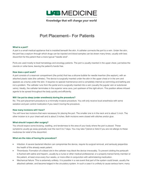 Port Placement– for Patients - DocsLib