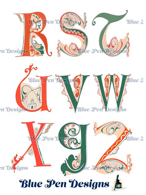 Alphabet Set Contemporary Gothic Letters Based on the Rein Modelbook 1208, Letter Clipart ...