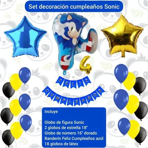 Combo Decoraci N Cumplea Os Globos Sonic Bander N Mercadolibre