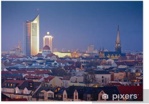 Poster leipzig skyline at night - PIXERS.US