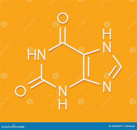 Xanthine, Xanthic Acid, Chemical Formula And Skeletal Structure Vector Illustration ...