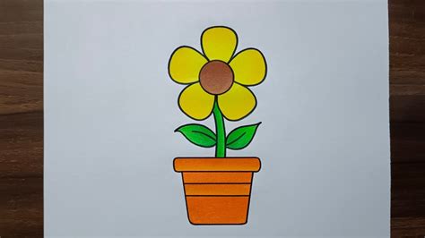 Flower Pot Drawing Simple Flower Pot Drawing Flower Vase Drawing