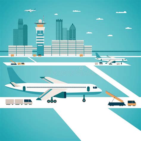 Sistema Del Vector De Los Símbolos Del Aeropuerto Ilustración Del