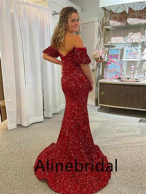 Sexy Sweetheart Off Shoulder Side Slit Sheath Long Prom Dress Pd3565