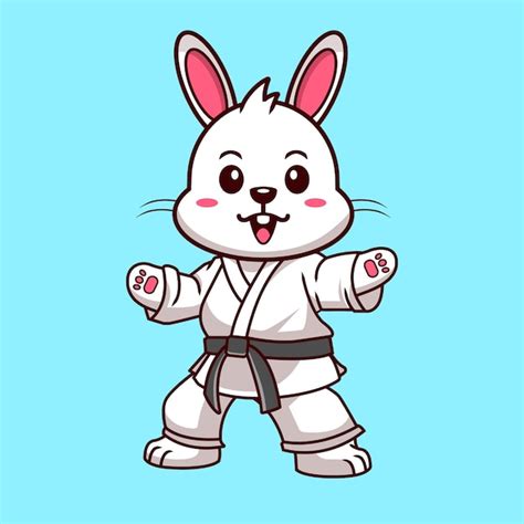 Premium Vector Cute Rabbit Black Belter Karate