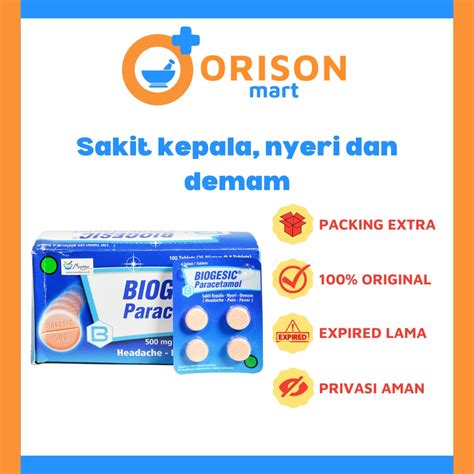 Jual BIOGESIC 500MG BOX ISI 25 STRIP OBAT NYERI DAN DEMAM Shopee