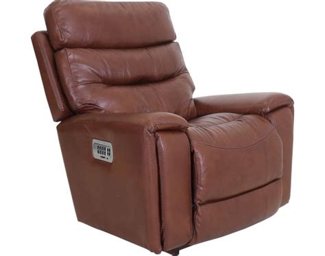 La Z Boy Soren Brown Leather Power Headrest Rocker Recliner Homemakers