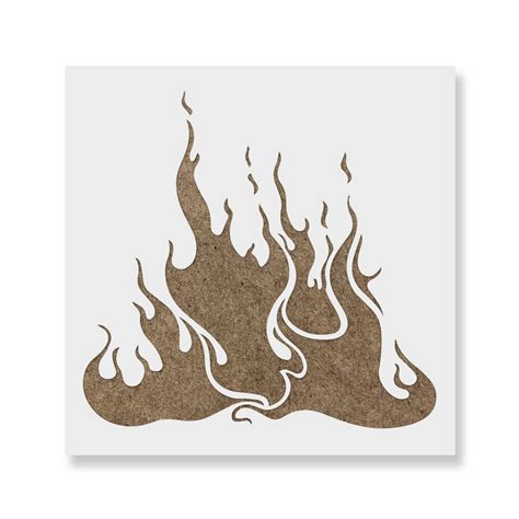 Flames Stencil Template Of Fire Burning For Diy Crafts