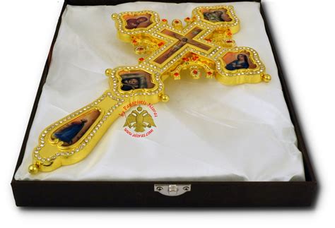 Blessing Orthodox Cross With Crucifixion Soft Enamel Details 28x17cm