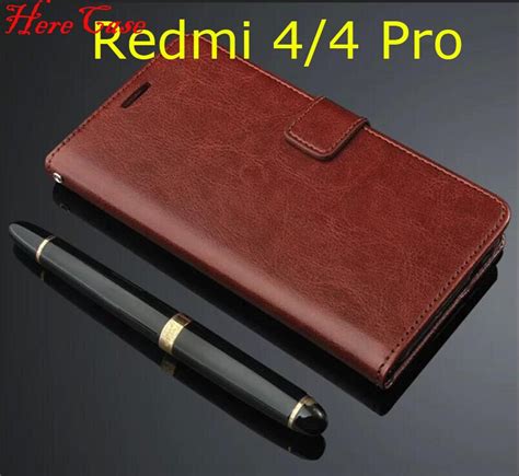 Para xiaomi redmi 4 pro caso flip carteira capa de couro genuíno para