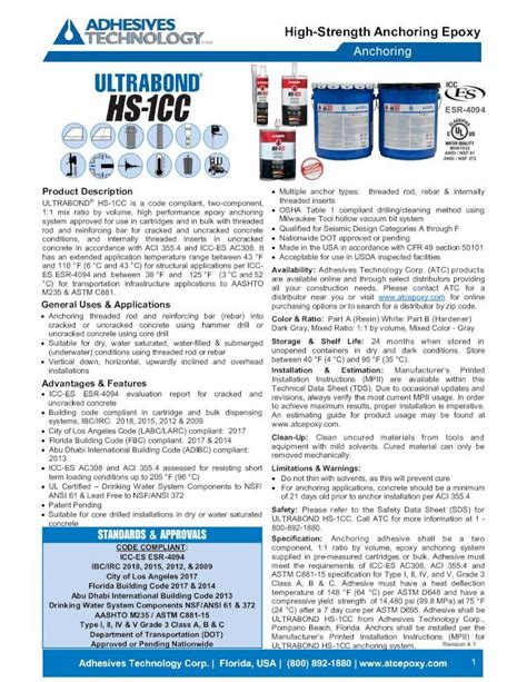 Pdf High Strength Anchoring Epoxy Revision High Strength