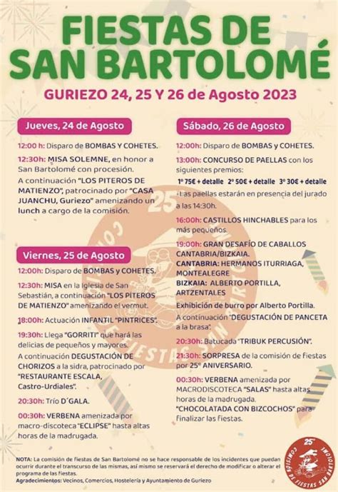 Fiestas de San Bartolomé Guriezo 2023 Miplanhoy qué hacer hoy en