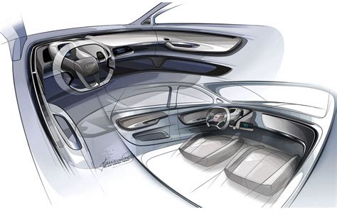 The Interior Of A Car Is Shown In This Drawing