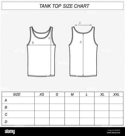 Tank Top Size Chart Singlet Front And Back Sketch Clothing Measurements Men Cad Mockup