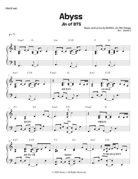 Jin Bts Abyss Hard Ver By Jinnie J Sheet Music