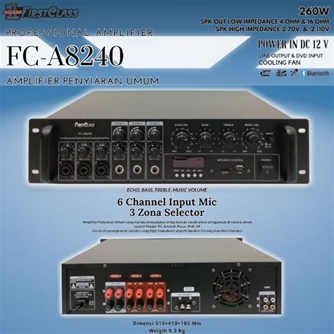 Jual Professional Digital Amplifier Masjid Firstclass FC A8240 3 Zone