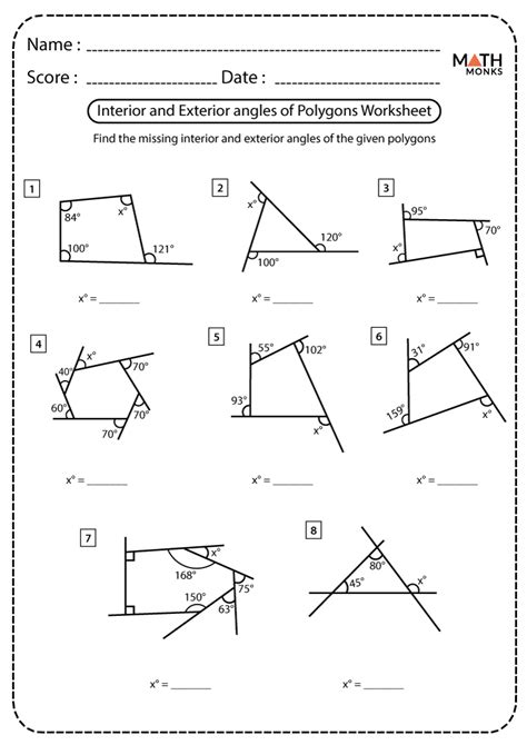 Exterior Angles Worksheet Answers Angleworksheets