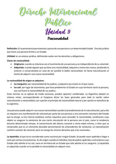 Unidad 9 Derecho Internacional Público UNLaM Futura Abogada uDocz