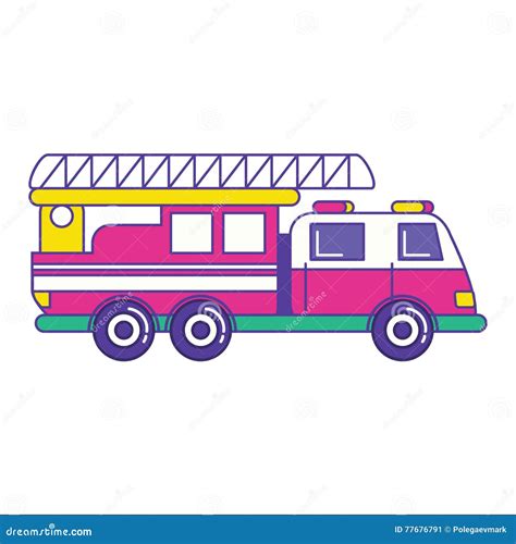 Fire Truck Icon In Trendy Flat Line Style Bright Firefighting V Stock