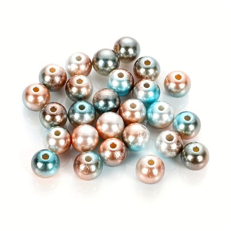 Mixed Colorful Abs Imitation Pearl Round Perforated Resin Temu United