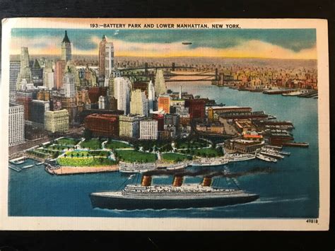 Vintage Postcard 1959 Battery Park And Lower Manhattan New York City