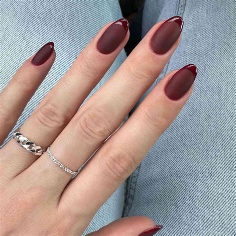 Dark Red Almond Nails