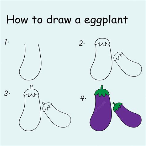 Premium Vector Step By Step To Draw An Eggplant Drawing Tutorial An