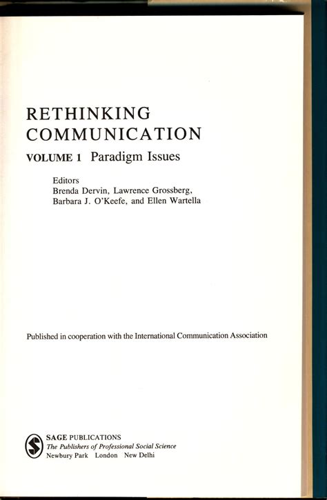 Rethinking Communication Volume 1 2 Volume 1 Paradigm Issues