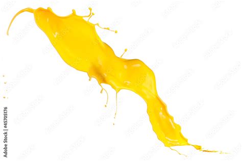 Shot of yellow paint splash, isolated on white background Stock Photo ...